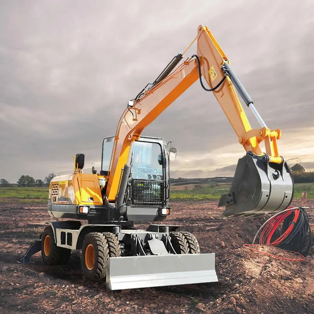 Miniexcavadora hidráulica multifuncional de rueda de cangilones de 11,5 toneladas de China