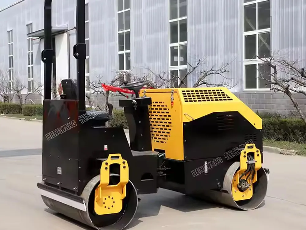 Rodillo vibratorio pequeño de acero de doble rueda de 15 kW y 3 toneladas, de China, 35 kilonewtons