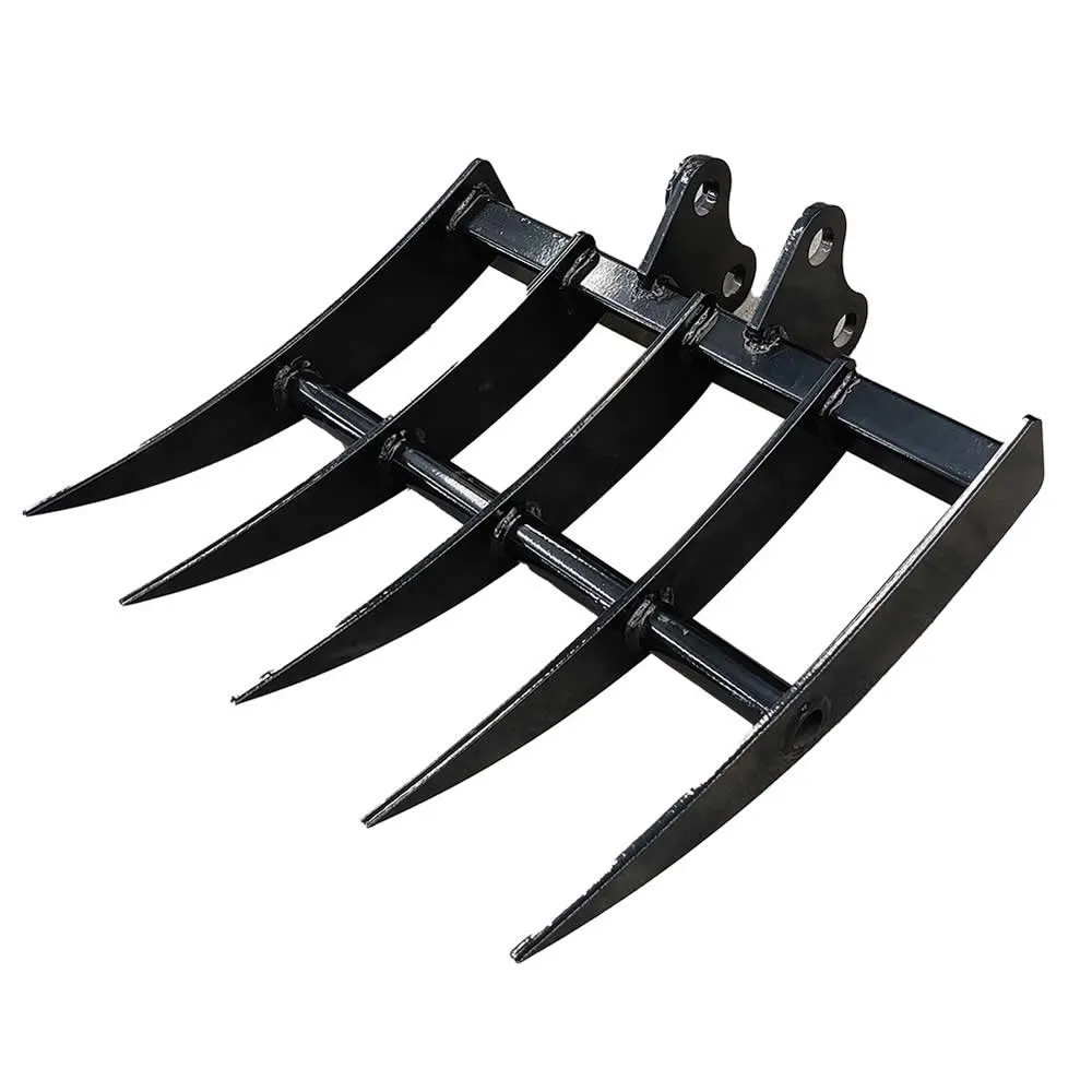 Accesorio para excavadora - Rastrillo de 5 dientes y 500 mm (Ancho ajustable)