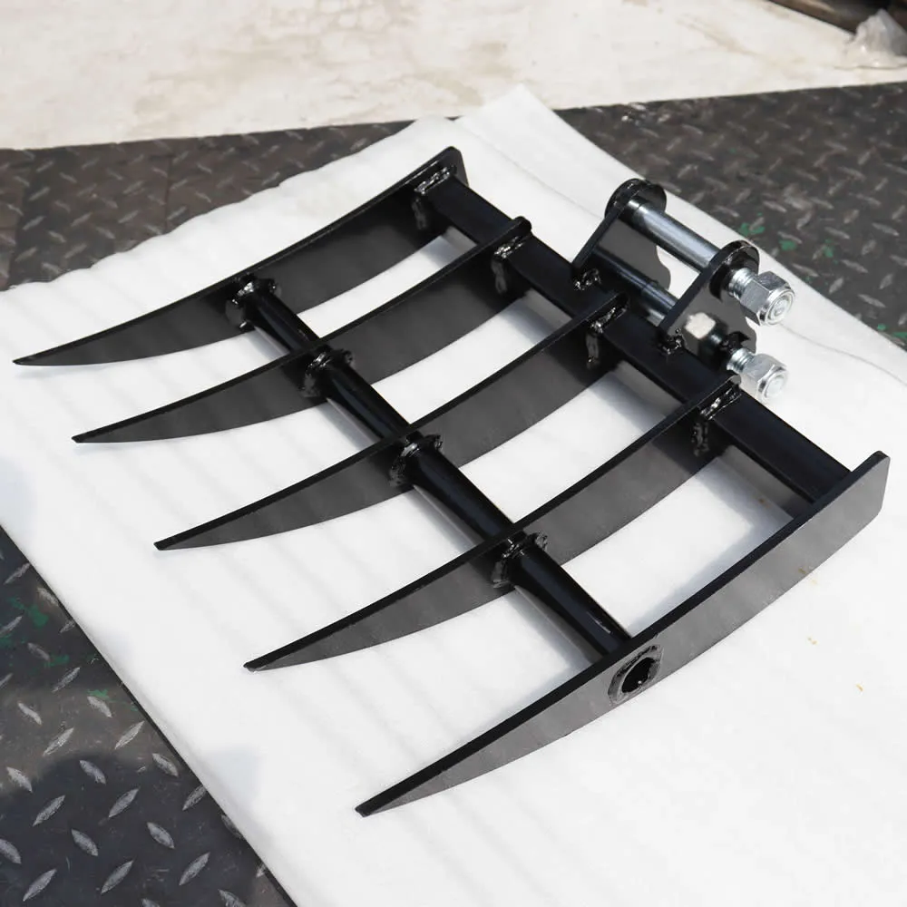 Accesorio para excavadora - Rastrillo de 5 dientes y 500 mm (Ancho ajustable)