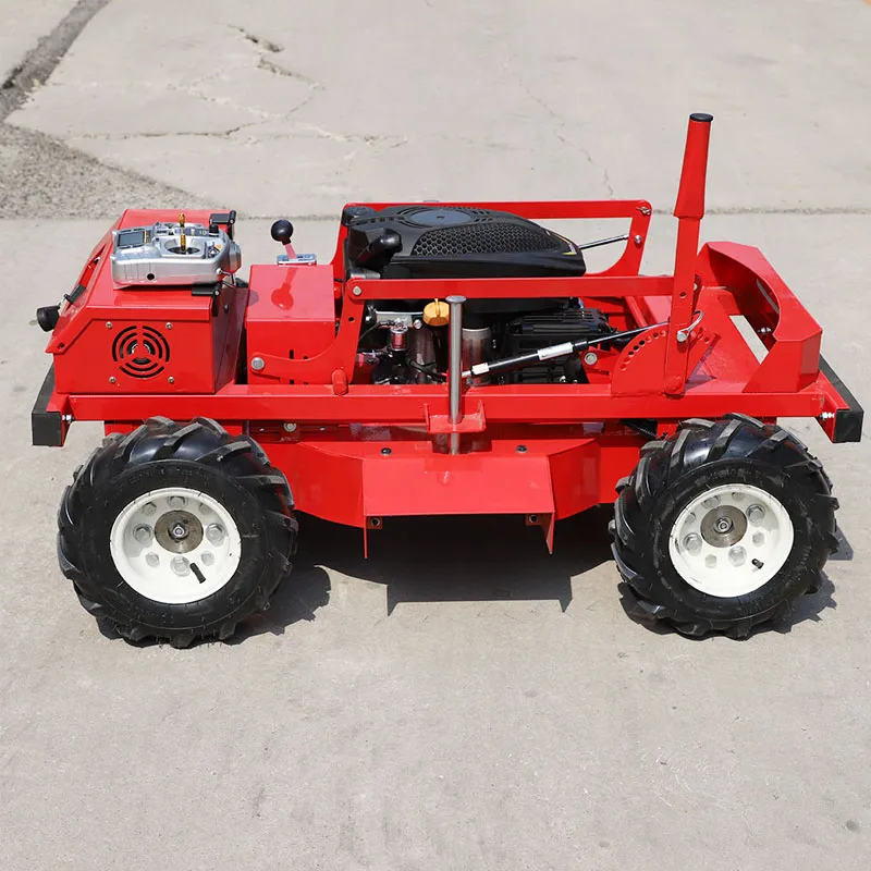 Cortacésped con control remoto y ruedas, China, 12 V, 225 cc.