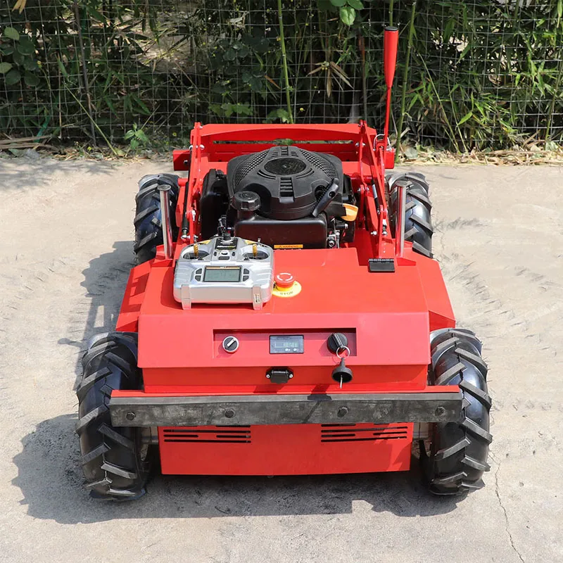Cortacésped con control remoto y ruedas, China, 12 V, 225 cc.