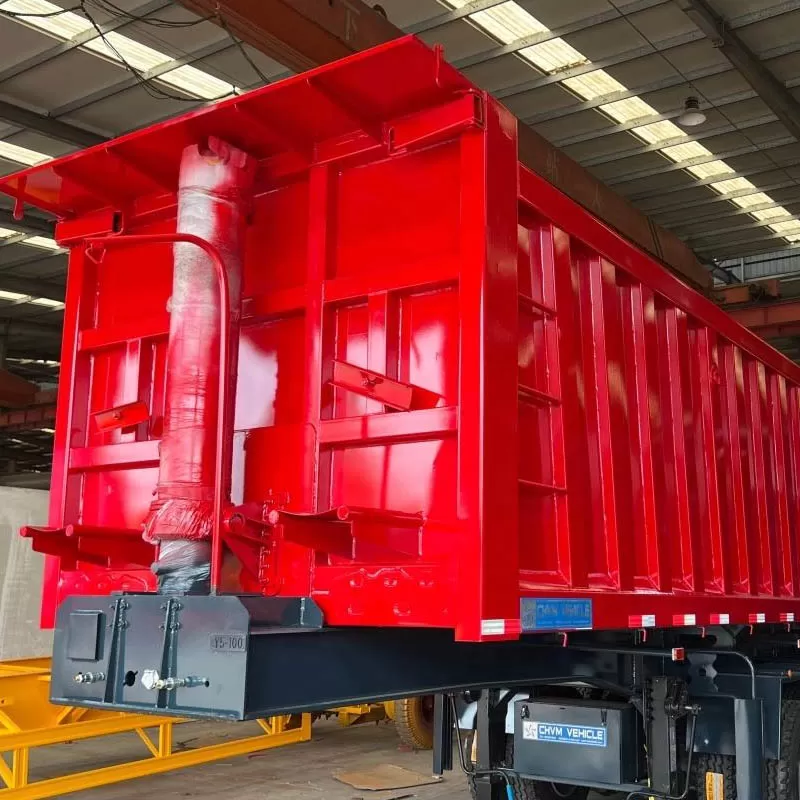 Semirremolque volquete de 80 toneladas y 35 m³, completamente nuevo, con remolque autovolquete trasero.