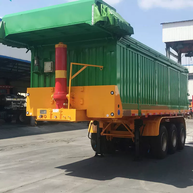 Semirremolque en forma de U de 3 ejes y 50 toneladas para trabajo pesado, camión volquete, remolque volquete trasero