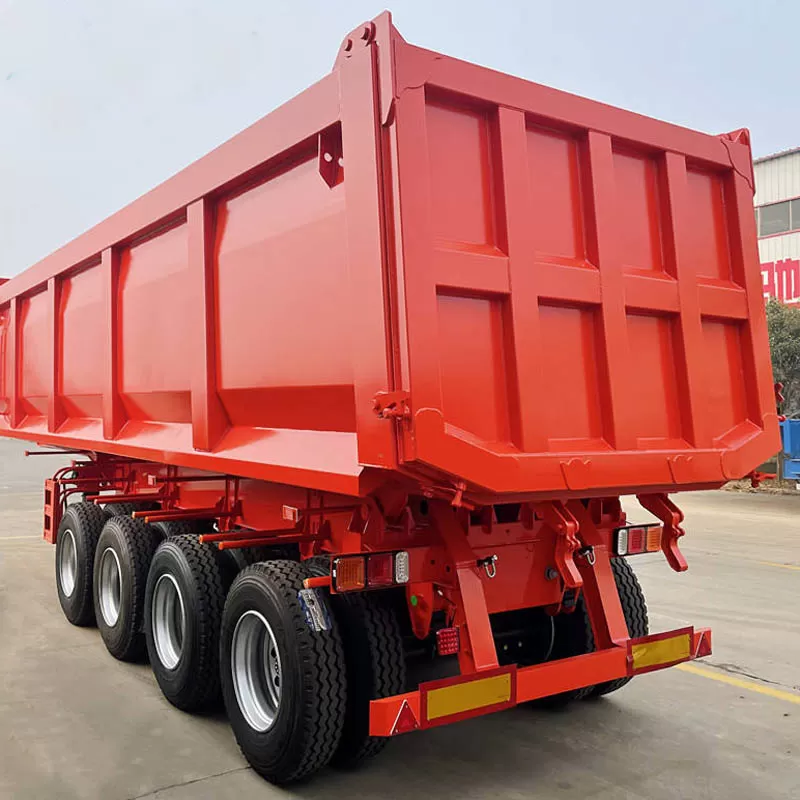 Semirremolque en forma de U de 3 ejes y 50 toneladas para trabajo pesado, camión volquete, remolque volquete trasero