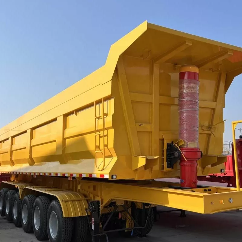 High-quality rear-dump trailers for transporting gravel and sand.