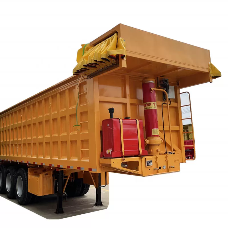 Factory supplies 60-80 ton rear-tipping 3-axle dump semi-trailers and 4-axle dump truck trailers.