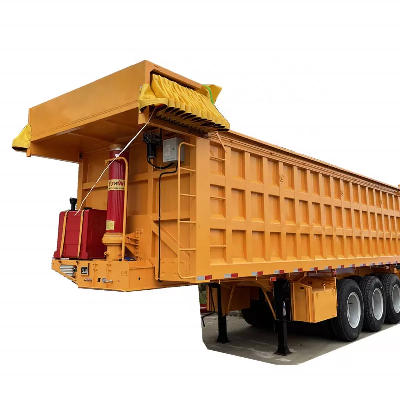 Factory supplies 60-80 ton rear-tipping 3-axle dump semi-trailers and 4-axle dump truck trailers.