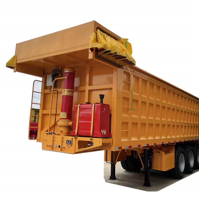 Factory supplies 60-80 ton rear-tipping 3-axle dump semi-trailers and 4-axle dump truck trailers.