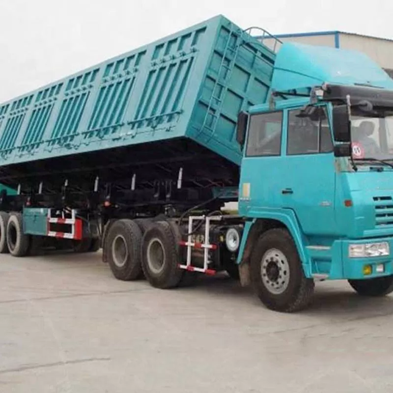 شاحنة قلابة جانبية ثلاثية المحاور، حمولة 30-50 طن، شاحنة قلابة شديدة التحمل، مقطورة قلابة نصفية