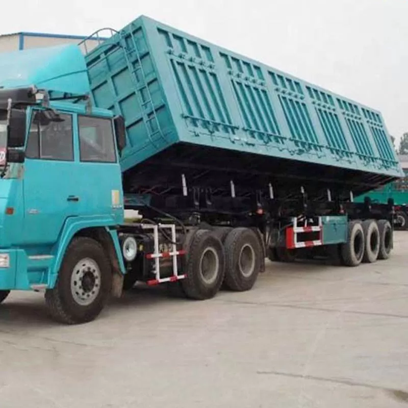 شاحنة قلابة جانبية ثلاثية المحاور، حمولة 30-50 طن، شاحنة قلابة شديدة التحمل، مقطورة قلابة نصفية