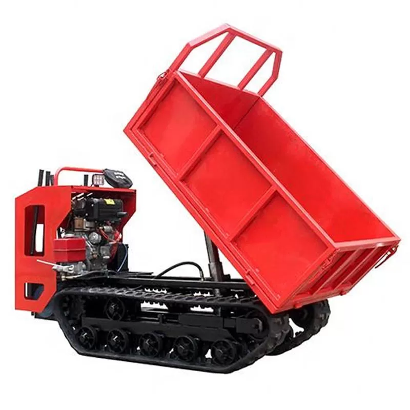 Cami&oacute;n volquete de alto &aacute;ngulo, veh&iacute;culo de transporte, minivolquete hidr&aacute;ulico con orugas