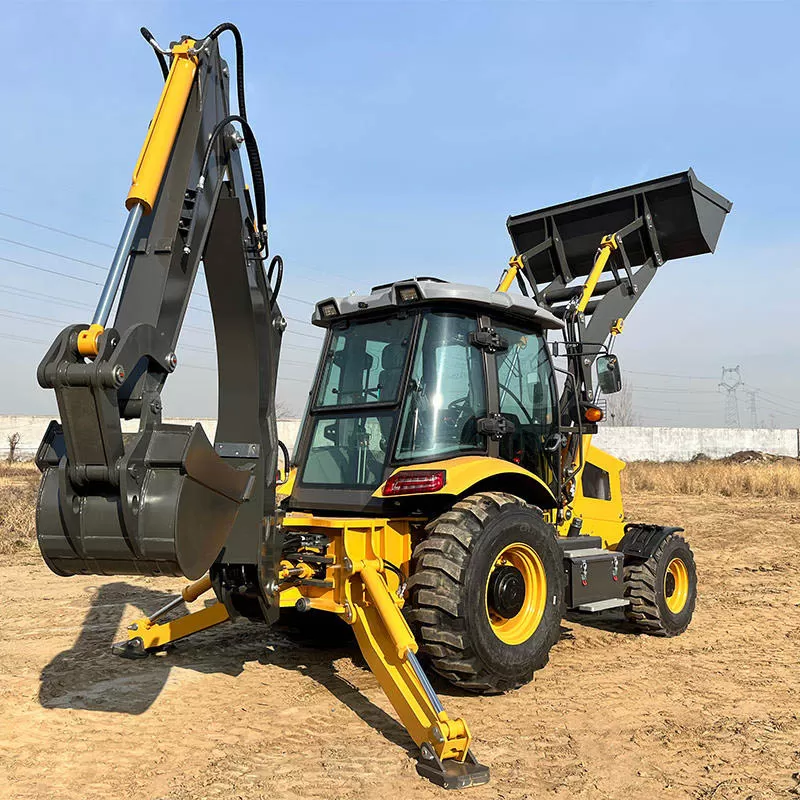 جرافة أمامية متعددة الوظائف مع حفار خلفي، جرافة بعجلات متينة مع حفار خلفي