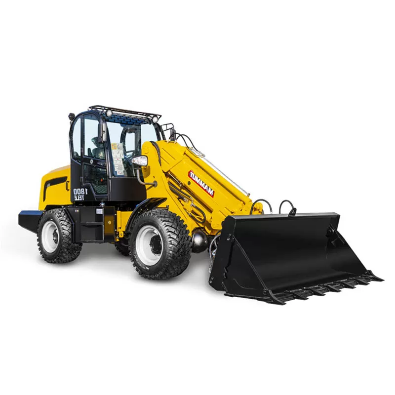 رافعة شوكية صغيرة تلسكوبية تعمل بالديزل رباعية الدفع بوزن 1.8 طن، مزودة بآلية زراعية، مع إمكانية تغيير سريع للذراع.