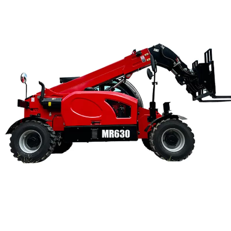 افعة تلسكوبية صغيرة MR630 سعة 3 أطنان مزودة بذراع هيدروليكي أمامي لرفع الأحمال في المناطق الجبلية.