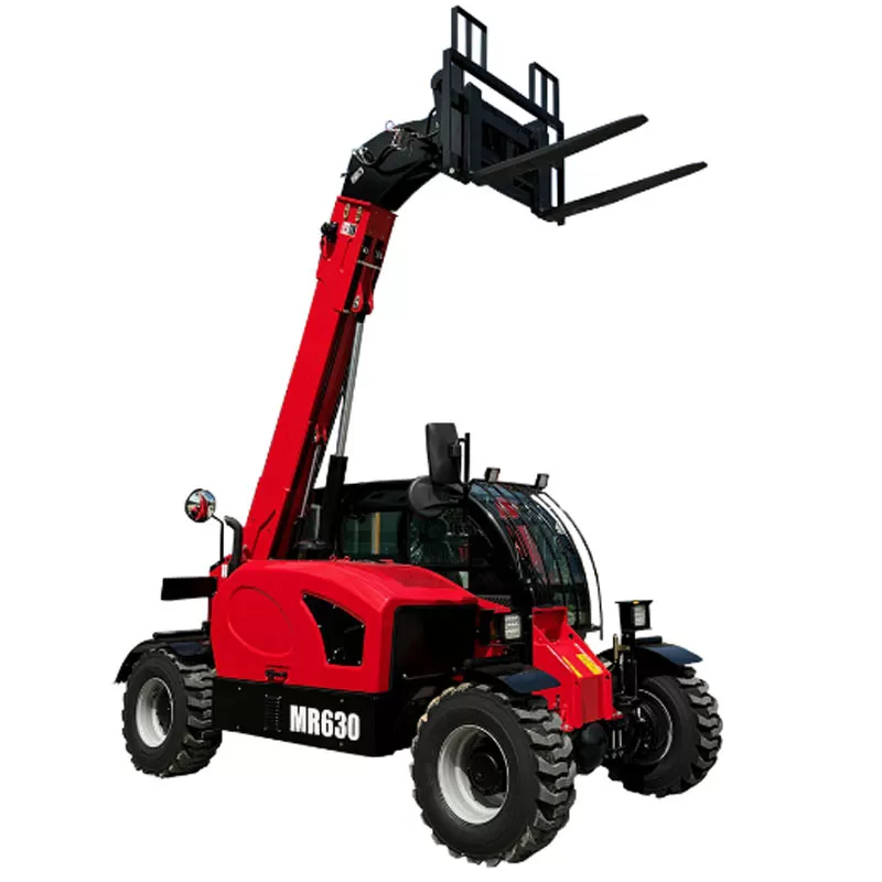 افعة تلسكوبية صغيرة MR630 سعة 3 أطنان مزودة بذراع هيدروليكي أمامي لرفع الأحمال في المناطق الجبلية.