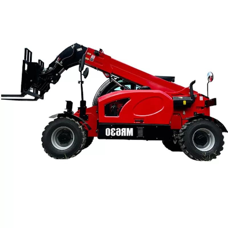 افعة تلسكوبية صغيرة MR630 سعة 3 أطنان مزودة بذراع هيدروليكي أمامي لرفع الأحمال في المناطق الجبلية.