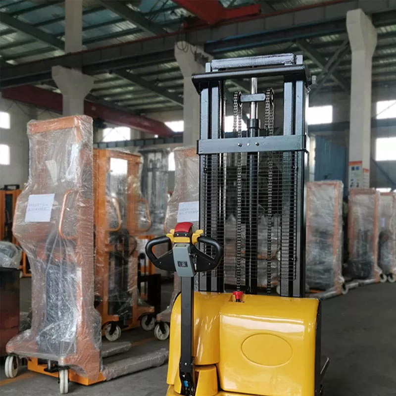 Carretilla elevadora apiladora el&eacute;ctrica para manipulaci&oacute;n de almac&eacute;n, carretilla elevadora con intercomunicador de palets, apilador el&eacute;ctrico