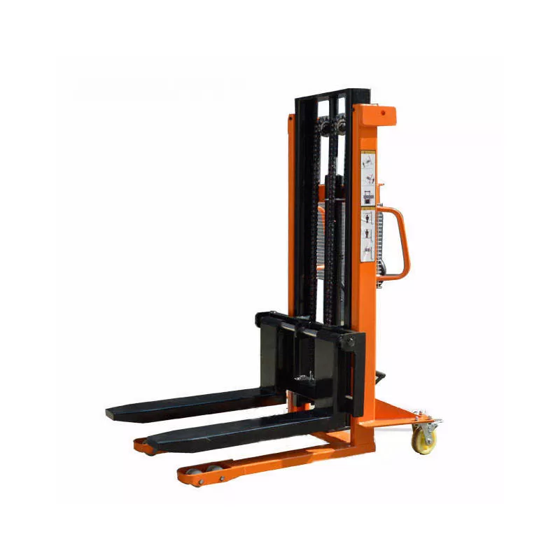 Carretilla elevadora apiladora de palets autocargable de 1T con alta elevaci&oacute;n, apiladora de palets manual, carretilla elevadora manual