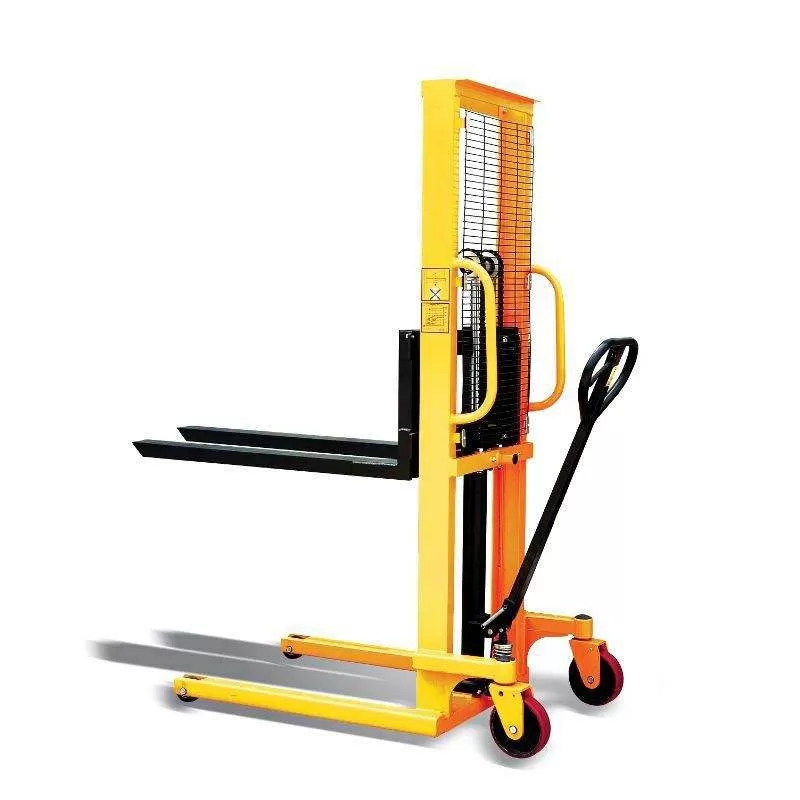 Manual pallet stacker crane manufactured in China; manual hydraulic lifting and loading/unloading stacker crane.