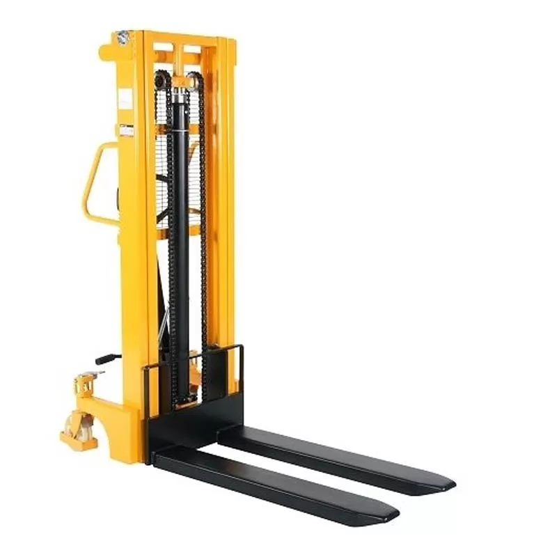 Manual pallet stacker crane manufactured in China; manual hydraulic lifting and loading/unloading stacker crane.