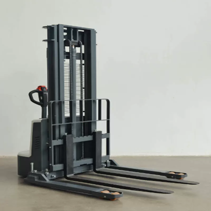 Factory direct sale electric pallet stacker forklift with fast charging for e-commerce order fulfillment.