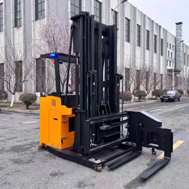 Very narrow aisle forklift, electric pallet stacker, forklift with optional lead-acid battery.