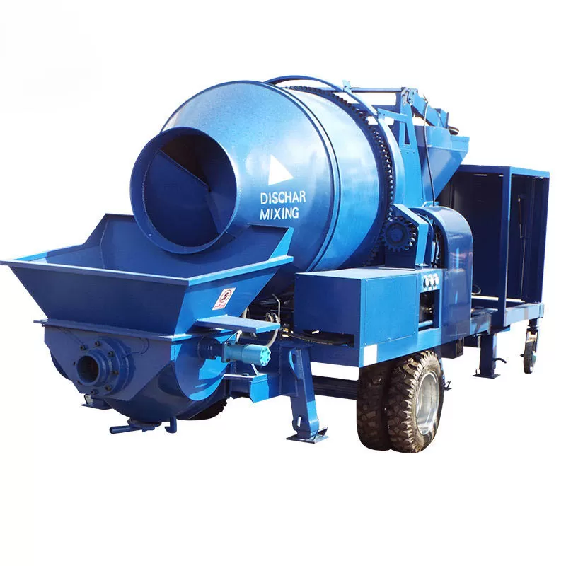 Low-cost trailer-mounted concrete mixer pump, hydraulic concrete mixer pump with pump