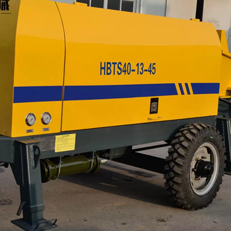 China's new, high-performance, small electric concrete pump trailer with concrete mixing capabilities.