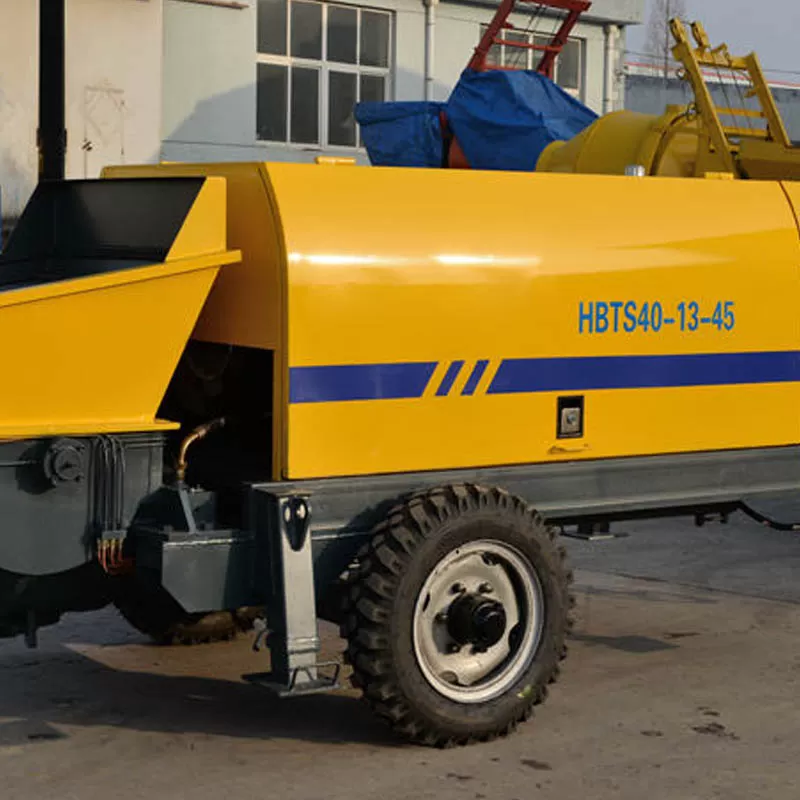 China's new, high-performance, small electric concrete pump trailer with concrete mixing capabilities.