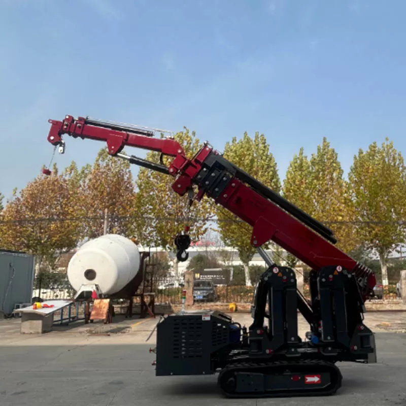 New product: Tracked 360-degree rotating spider crane, 3-ton telescopic boom diesel spider crane.