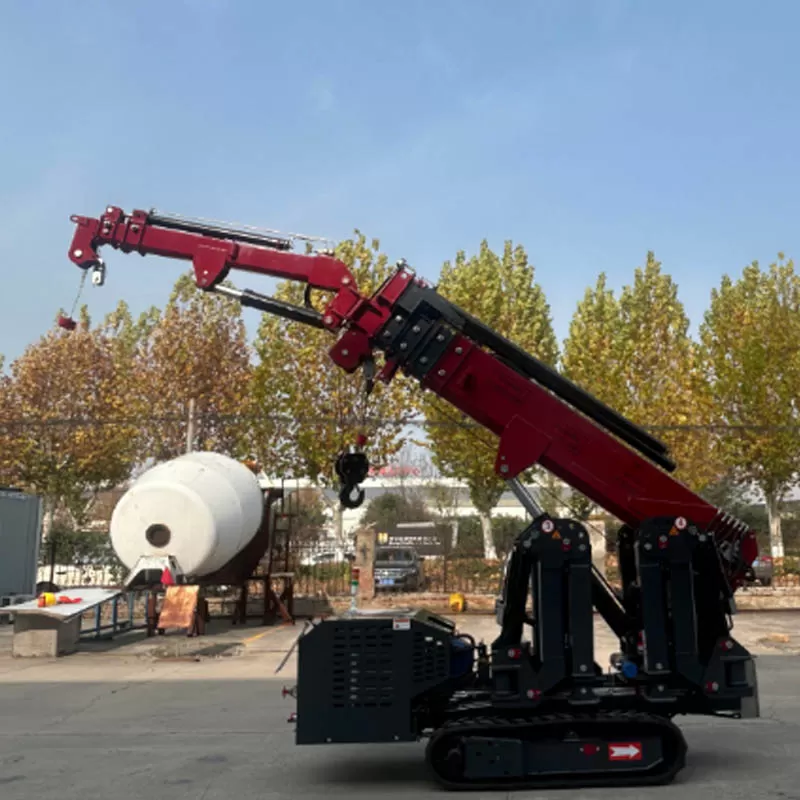 New product: Tracked 360-degree rotating spider crane, 3-ton telescopic boom diesel spider crane.