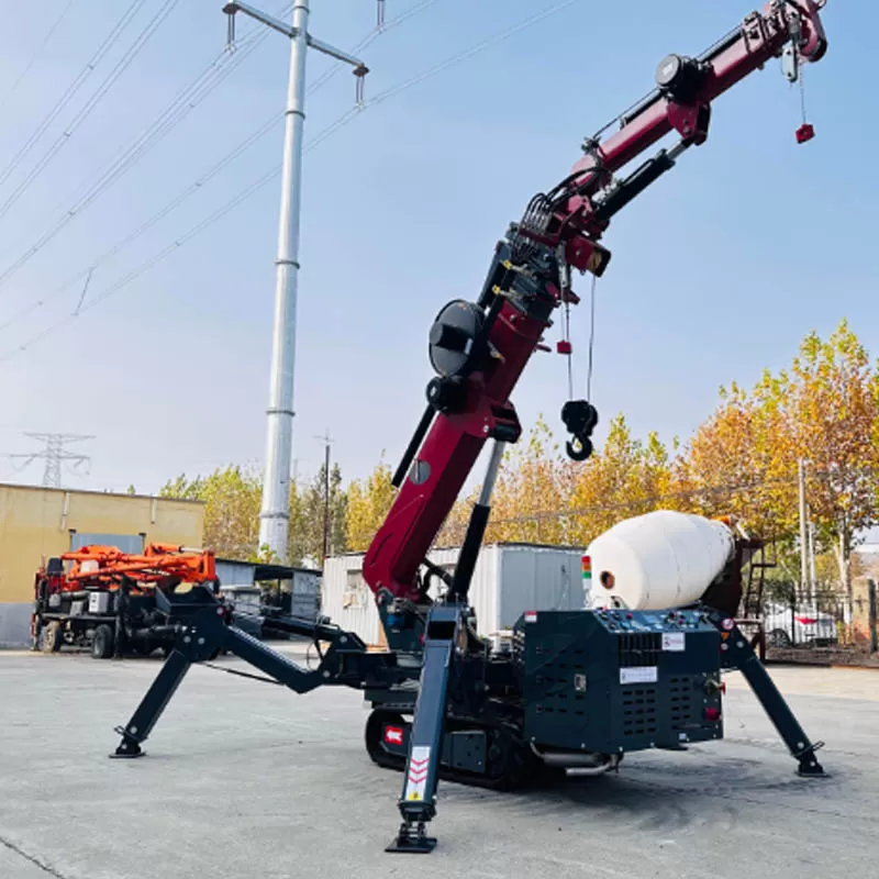 Tracked 360-degree rotating spider crane, 3-ton telescopic boom diesel spider crane
