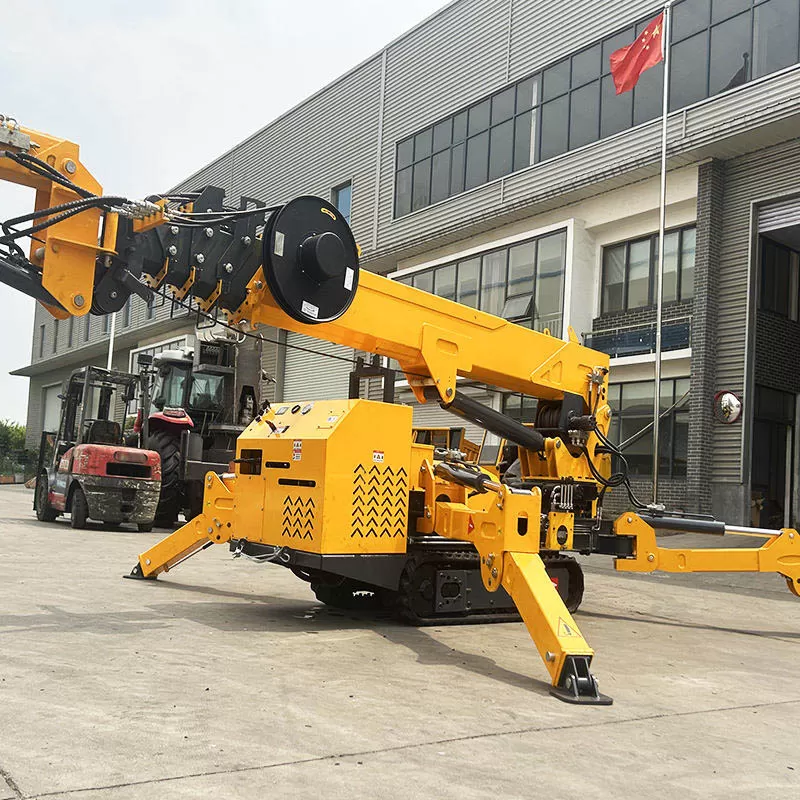 Official 3-ton mini spider crane for sale, new energy small construction crawler crane with engine and gearbox core components.