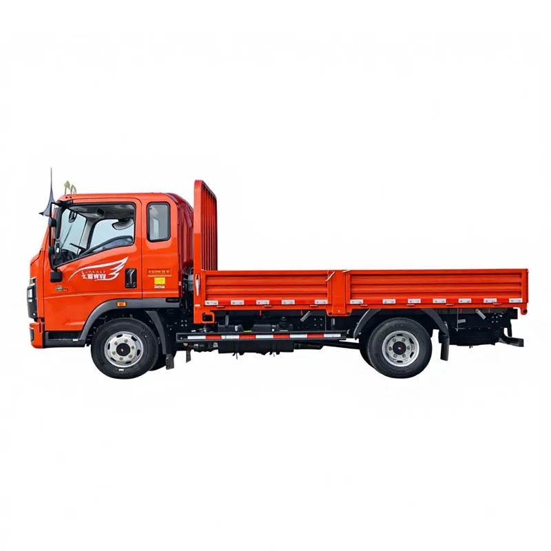 شاحنة خفيفة من نوع Howo، محرك ديزل سعة 3 لترات، 170 حصان، علبة تروس Sinotruk ذات 8 سرعات، كابينة بطول 5.25 متر، شاحنة خفيفة مسطحة.