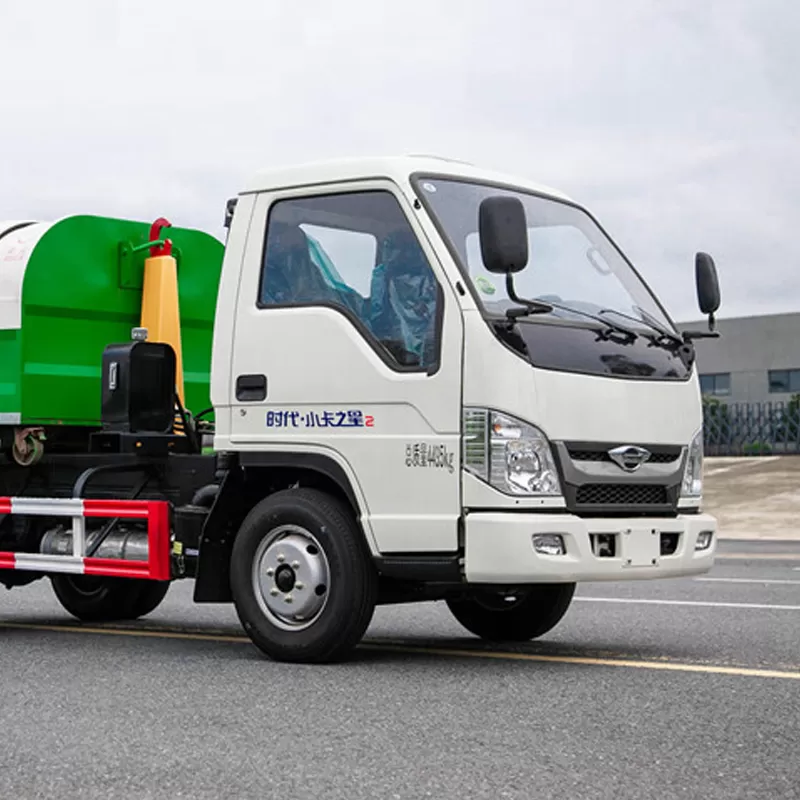 شاحنة فوتون 4x2 بست عجلات وحمولة 4 أطنان مزودة برافعة صغيرة وذراع رافعة صغيرة لجمع النفايات