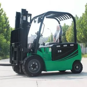 New type of electric forklift with AC motor, full free lift mast, and hydraulic system.