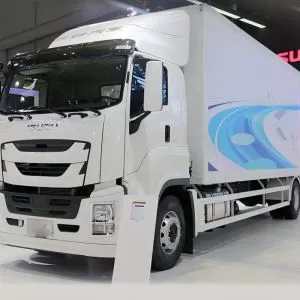 New Isuzu FVR 4x2 Single Cab Left-Handed Van with Diesel Engine and Heavy-Duty Rear Cargo Section